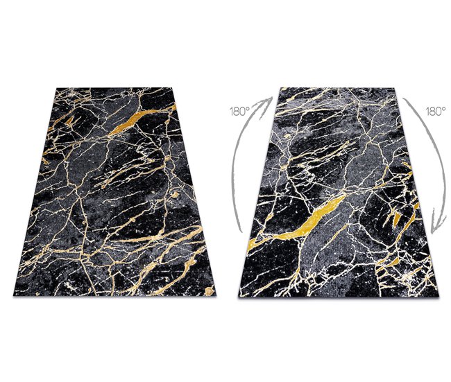 Alfombra GLOSS moderno 529A 82 Mármol Roca elegante glamour 200x290 Negro