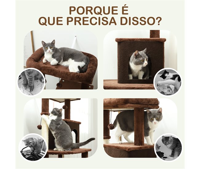 Árbol para Gatos Aglomerado de Madera PawHut Marron