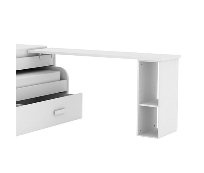 Escritorio soporte cama + estantería Blanco