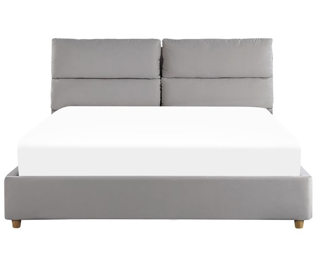 Beliani Cama con somier Terciopelo BATILLY 174x224 Gris
