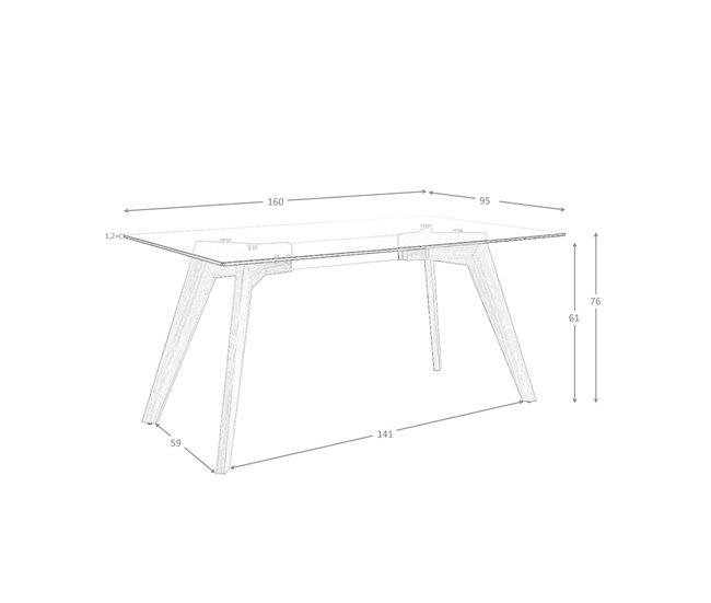 ANGEL CERDA Mesa comedor rectangular cristal templado y nogal Nogal