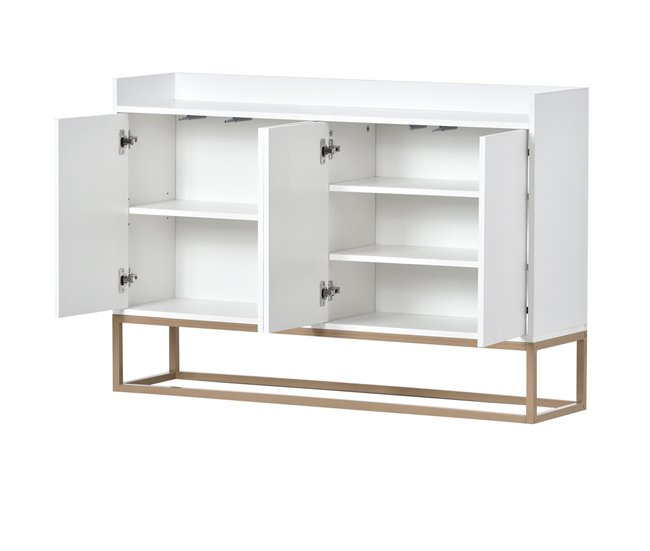 Aparador, 4 puertas, mueble comedor, comedor, sala, cocina 120 Blanco