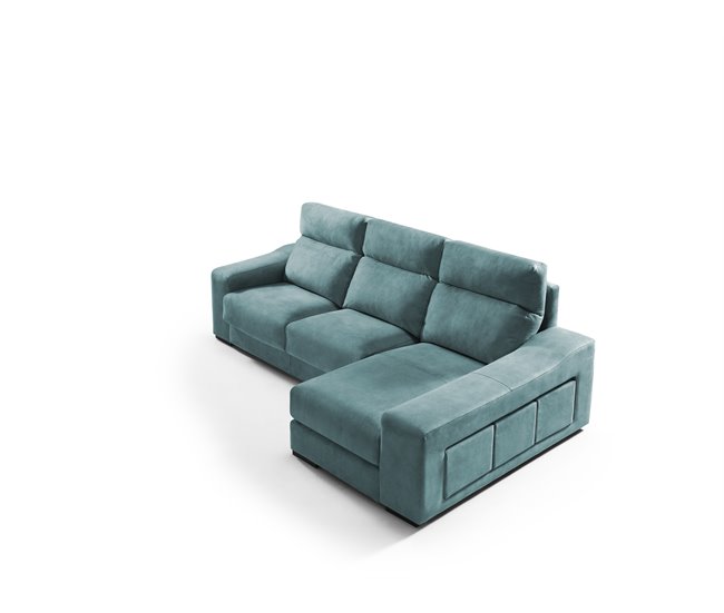 Chaise longue 4 plazas con 3 puffs FULL Azul Medio