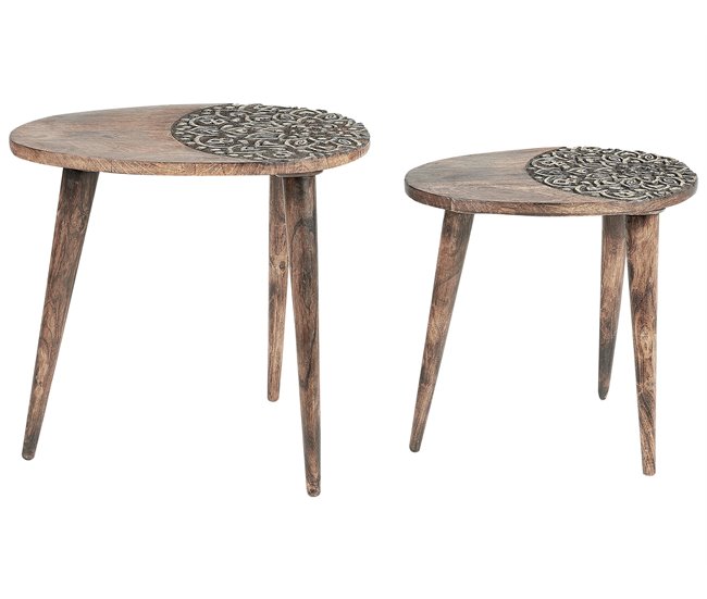 Beliani Conjunto de mesas KHETUA Marron