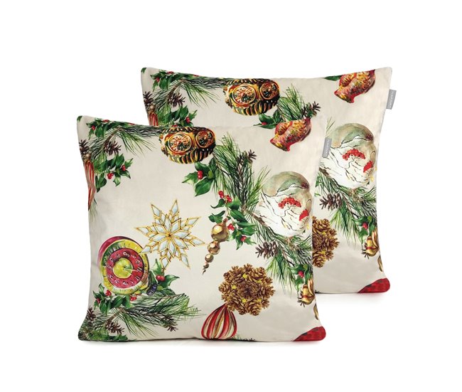 FUNDA DE COJIN DE TERCIOPELO DE NAVIDAD DECORATION Blanco