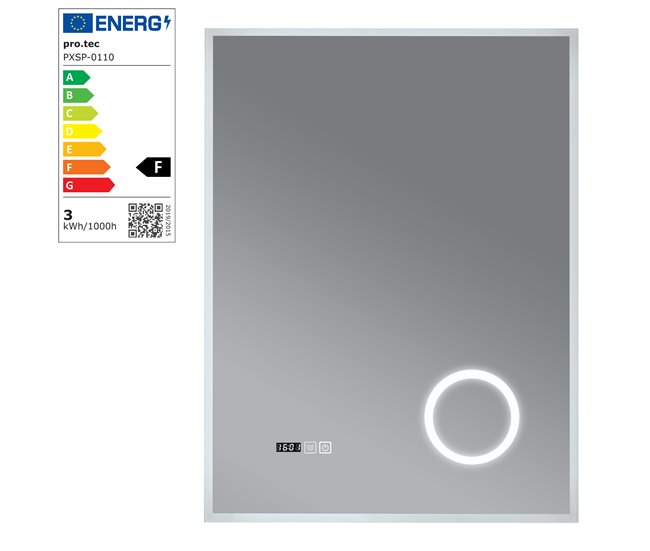 Espejo de pared con LED Lizzano para baño IP65 con antivaho lupa 60x3 Blanco