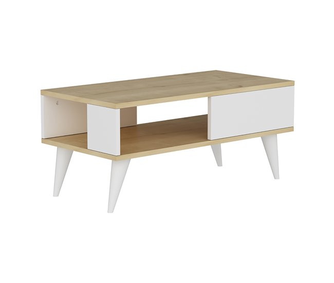 Mesa de centro Ludvika aglomerado/plástico 90x45 Roble