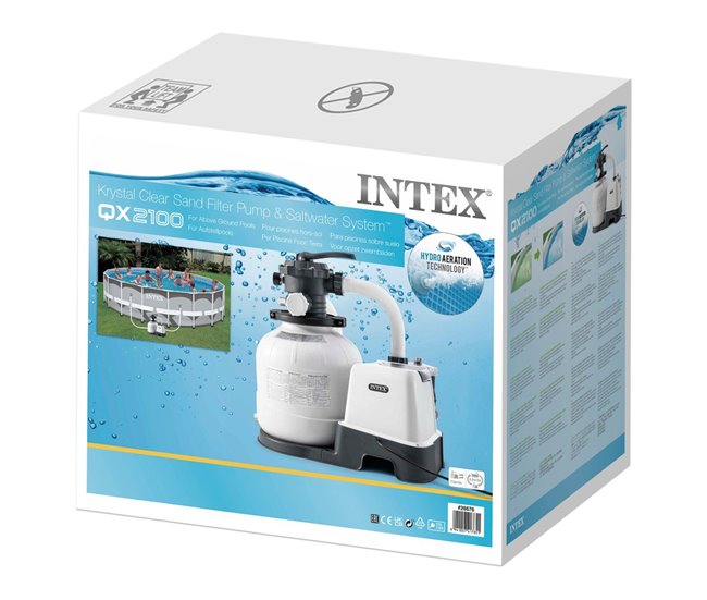 Sistema combinado INTEX depuradora arena y clorador salino eco 7 g/h - 32000 l Blanco
