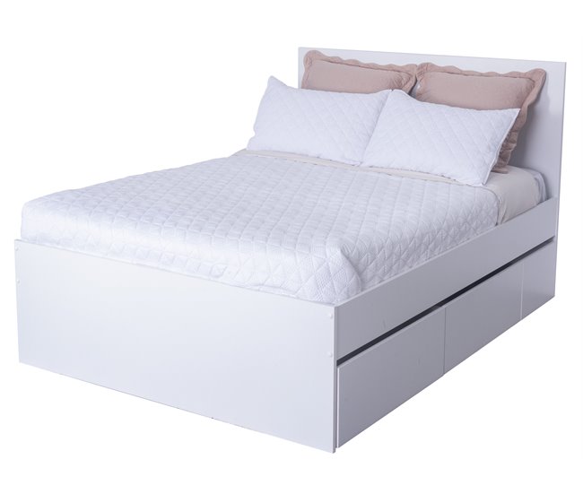 Cama nido ALPHA 140x190cm 2 cajones 1 mesita y cama blanco Blanco