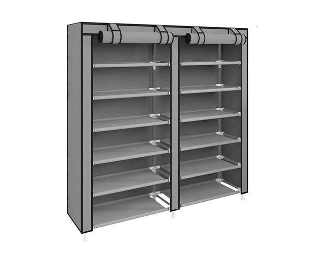 Armario Zapatero Tela con Puertas Cremallera Nyana Home 120 Gris