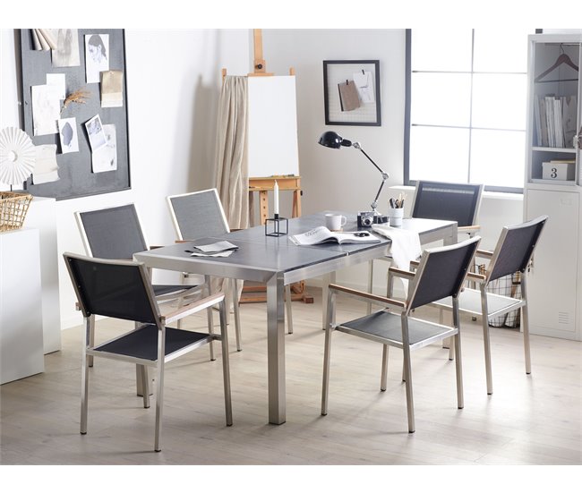 Beliani Conjunto de comedor GROSSETO Grafito