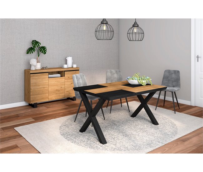 Conjunto Muebles de Salón, Mesa, Aparador Roble