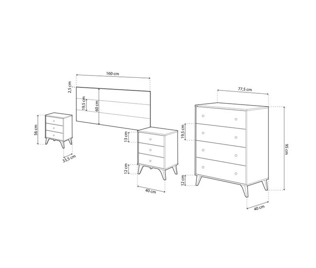 Dormitorio Iconic 4C Blanco/ Negro