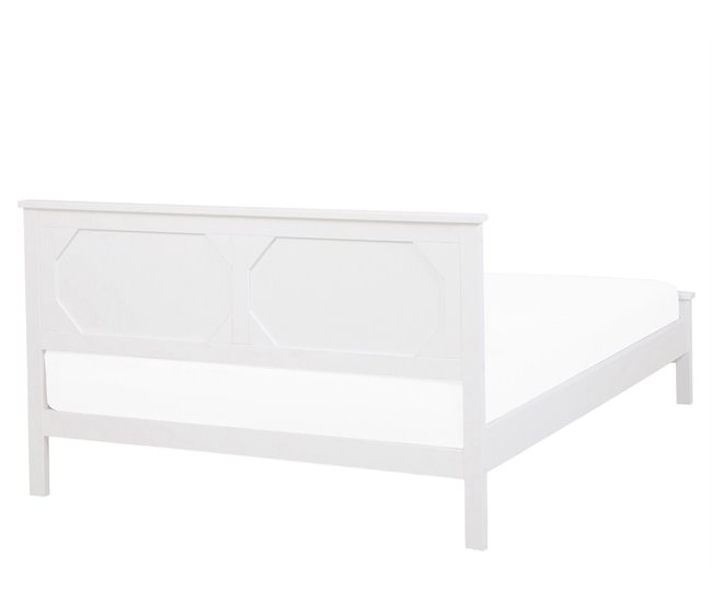 Beliani Cama con somier Madera de pino OLIVET 169x208 Blanco