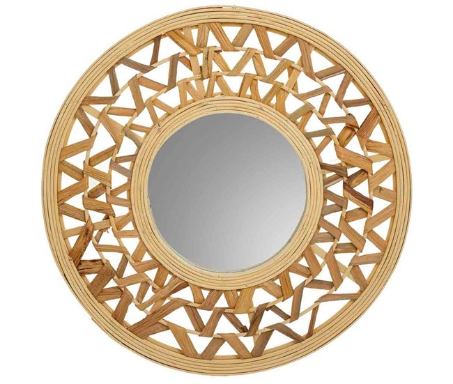 Espejo de bambú y fibra natural Marron