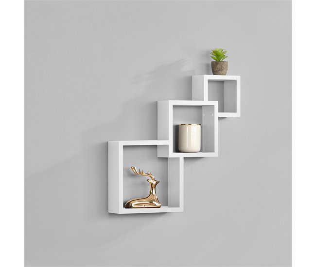 [en.casa] Estantería de pared diseño retro Blanco