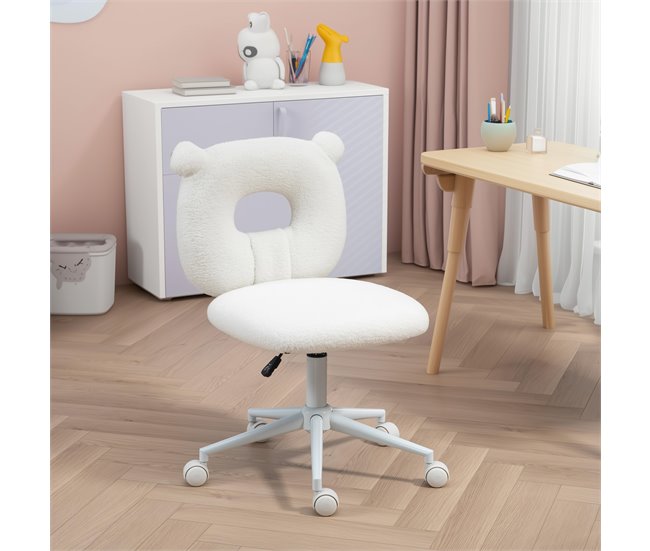 Silla de Escritorio Poliéster, Acero HOMCOM Blanco