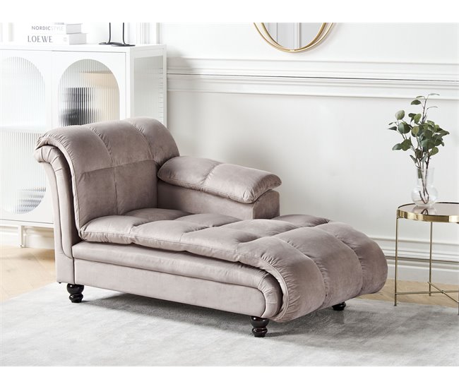 Beliani Chaise longue Poliéster LORMONT Gris Oscuro