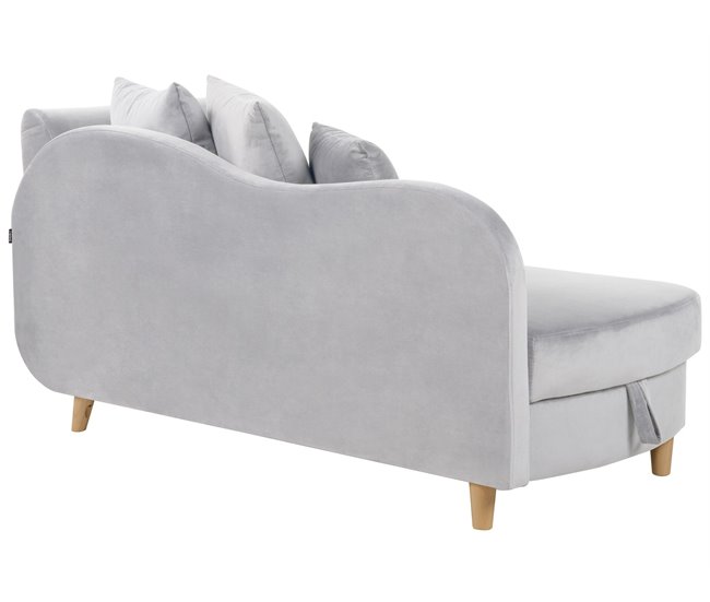 Beliani Chaise longue Terciopelo MERI Gris Claro