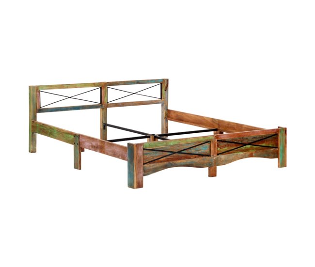 Conforama Estructura de cama de madera maciza reciclada 180x200 cm