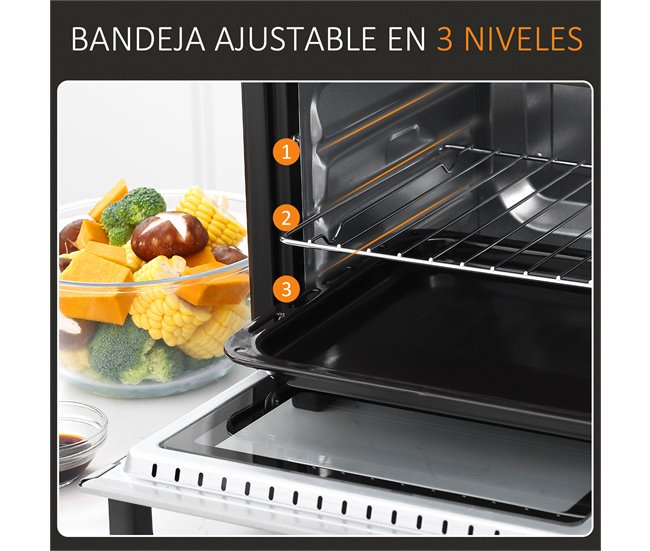 Horno Eléctrico Metal HOMCOM, hogar - cocina Negro/ Inox