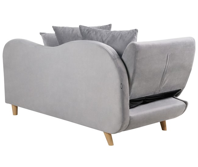 Beliani Chaise longue Terciopelo MERI Gris Claro