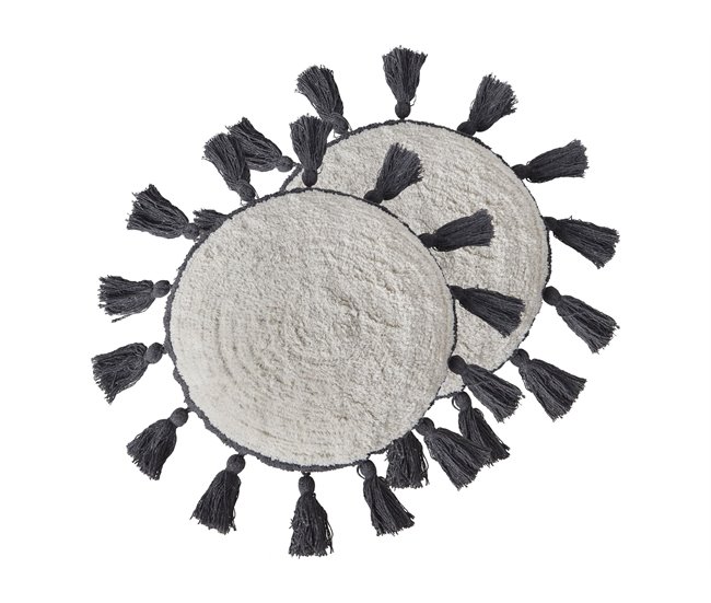 Beliani Cojín decorativo THISTLE Blanco/ Beige
