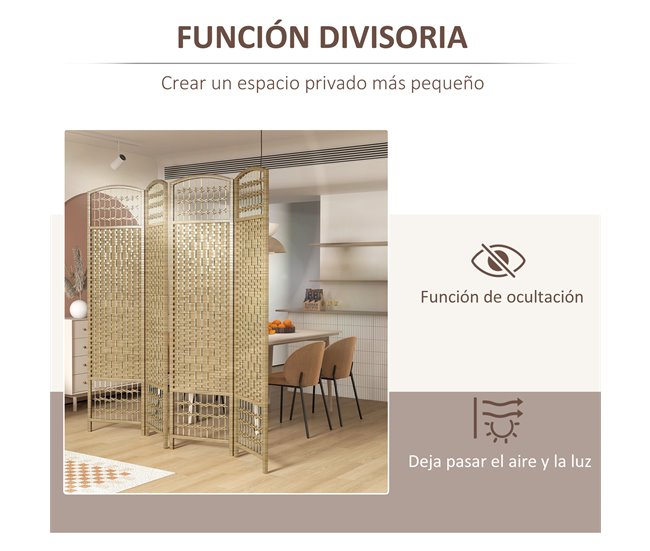 Biombo Bambú, Papel HOMCOM, hogar - decoración Marron