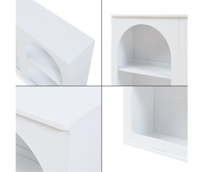 Aparador Trorhun diseño arqueado de 2 niveles [en.casa] 160 Blanco