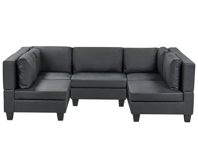 Beliani Sofá modular Piel sintética UNSTAD Negro