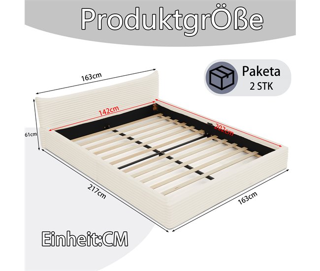 Camas de matrimonio 163x217 Beige