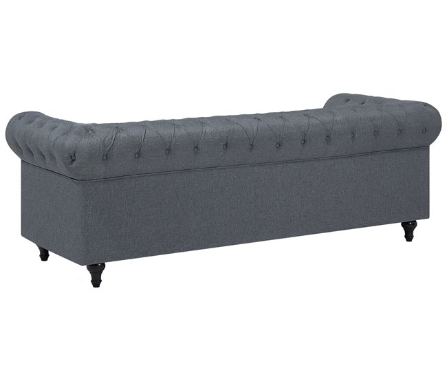 Beliani Sofá esquinero Poliéster CHESTERFIELD Gris