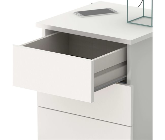 Conjunto Dormitorio Juvenil Cabecero y Mesita Blanco/ Madera