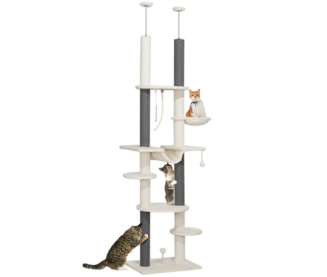 Árbol para Gatos Aglomerado de Madera PawHut Crudo