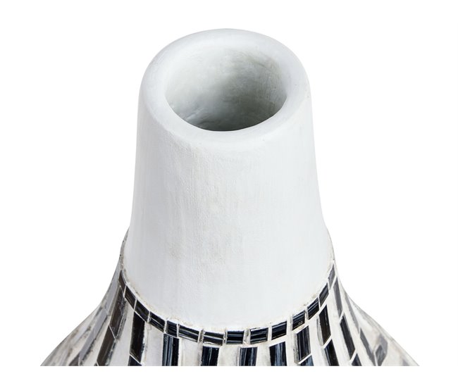 Beliani Jarrón decorativo OMBILIN Blanco/ Beige