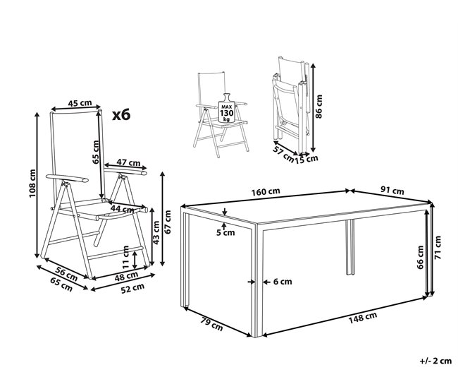 Beliani Conjunto de comedor CATANIA Beige