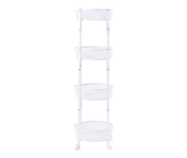 [en.casa] Carrito de cocina Sørreisa plegable con 4 cestas Blanco