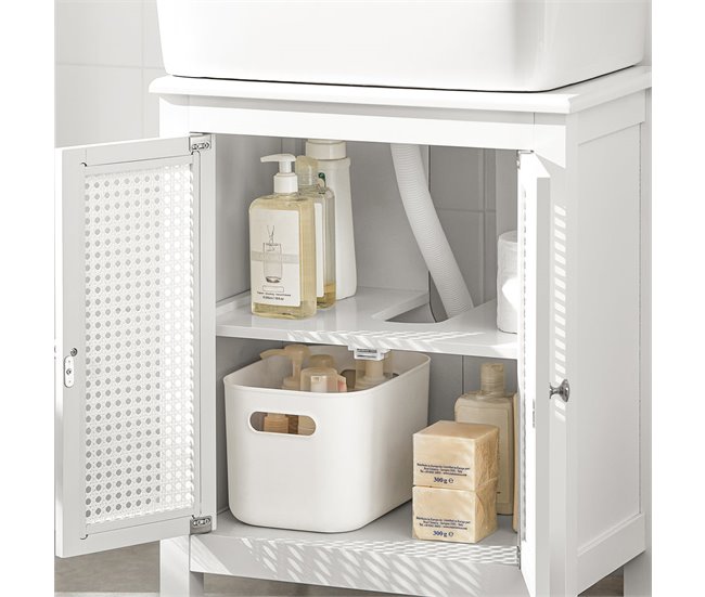 Armario Lavabo con Pie 2 Niveles y 2 Puertas BZR35-W SoBuy Blanco