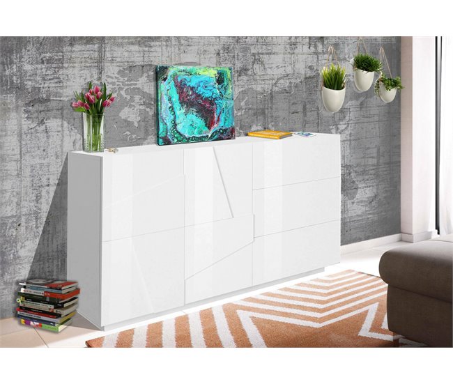 Aparador efecto madera 140 Blanco Brillo