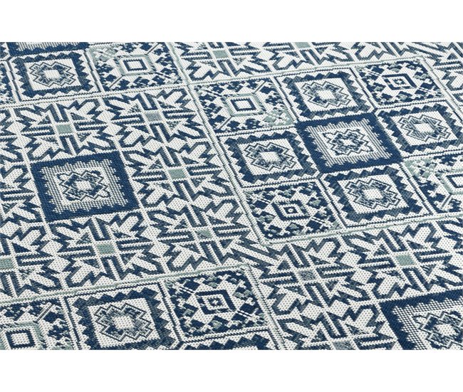 Alfombra de cuerda sisal COLOR Cuadrados Rombos 160x230 Azul