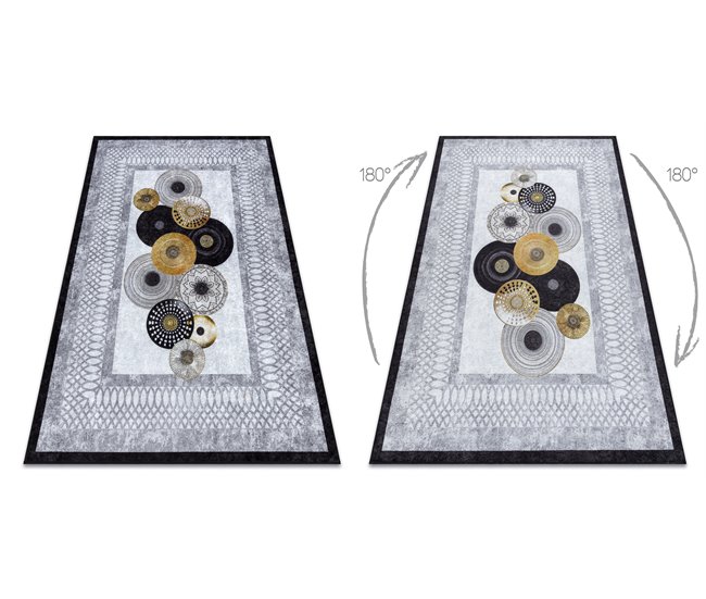 Alfombra lavable MIRO 51130.807 círculos marco 120x170 Gris