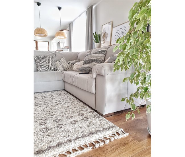 Alfombra BERBER RABAT G0526 Franjas Bereber Marroquí 200x290 Crema
