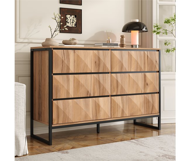 Cómoda doble con 6 cajónes Natural