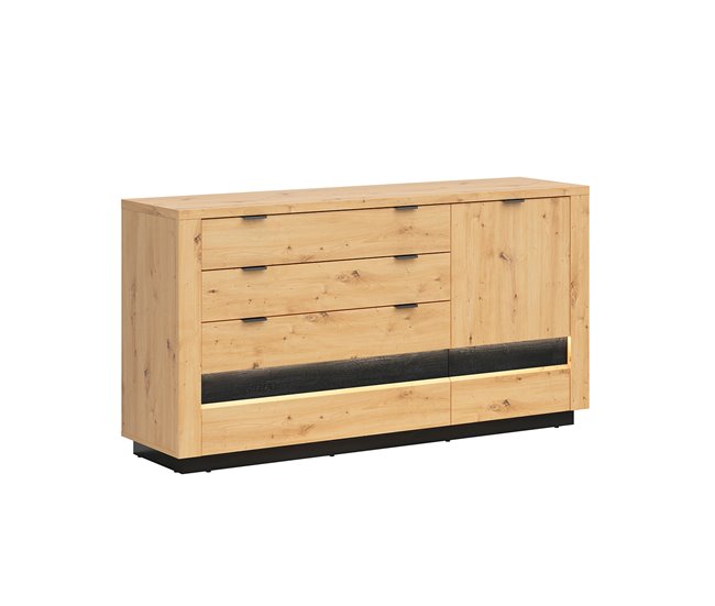 Bufé 1 puerta 4 cajones con LED Glenn Madera