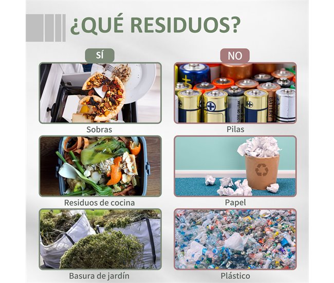 Compostador de Tambor Acero, PP Outsunny Gris