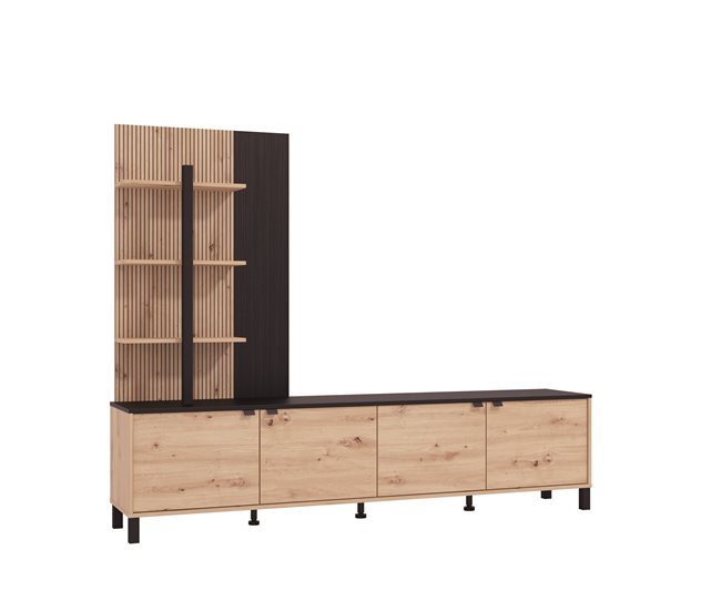 Compacto tv 208 cm negro y roble BELGRADO Negro/ Madera