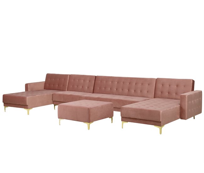 Beliani Sofá modular Terciopelo ABERDEEN Rosa
