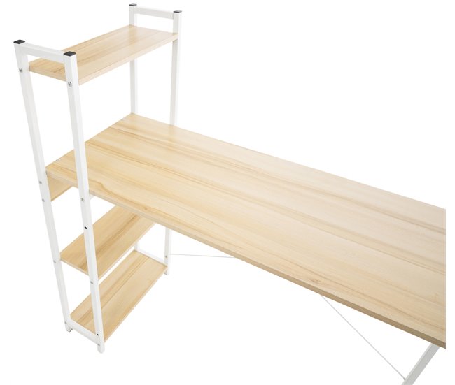 Escritorio Poe De Madera Con Estantería 120x44 Arena