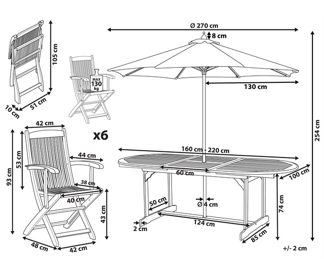 Beliani Conjunto de comedor MAUI Marron