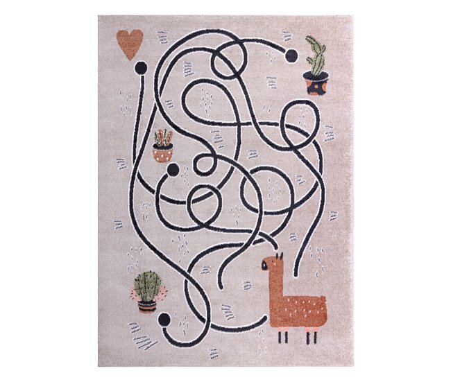 Alfombra FUN Game para niños juego de llama 240x330 Beige